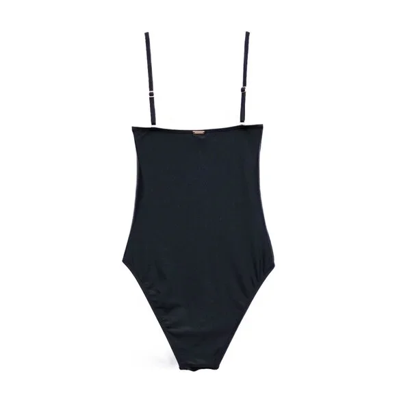 Relleciga One Piece Swimsuit Women's M Black High Cut Adjustable Straps NWT - Picture 4 of 7